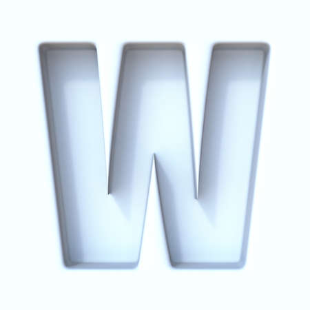 White hole shadow font Letter W 3D render illustration isolated on white backgroundの写真素材