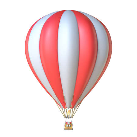 Hot air balloon 3D render illustration isolated on white backgroundの写真素材