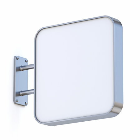 Square signboard 3D render illustration isolated on white backgroundの写真素材