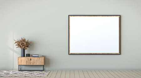 Mock up blank picture frame minimal interior 3D render illustration