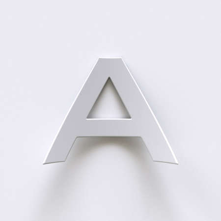 Bent paper font with long shadows  Letter A 3D render illustration isolated on gray backgroundの写真素材
