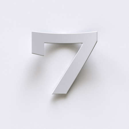 Bent paper font with long shadows  Number 7 SEVEN 3D render illustration isolated on gray backgroundの写真素材