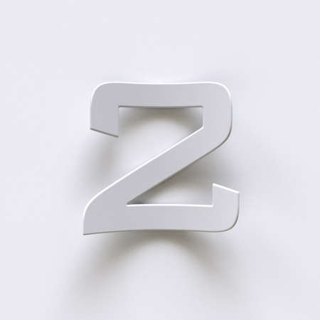 Bent paper font with long shadows  Number 2 TWO 3D render illustration isolated on gray backgroundの写真素材