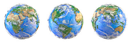 Planet Earth 3D rendering illustration isolated on white backgroundの写真素材