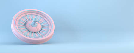 Pink roulette 3D rendering illustration isolated on blue backgroundの写真素材