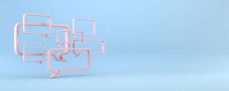 A lot of speech bubbles 3D rendering illustration isolated on blue background