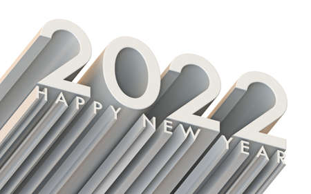 2022 New Year greeting card extruded text 3D rendering 3D illustration