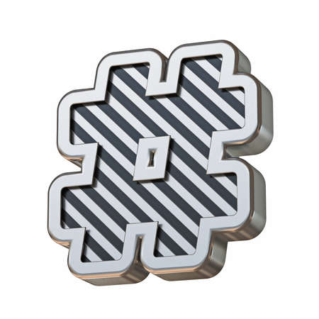 Stainless steel and black stripes font Hashtag sign 3D rendering illustration isolated on white...