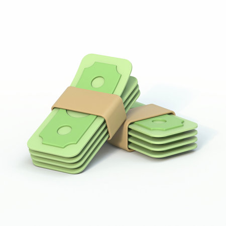 Cartoon money bills 3D rendering illustration isolated on white background