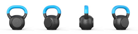Kettle bell weights 3D rendering illustration isolated on white backgroundの写真素材