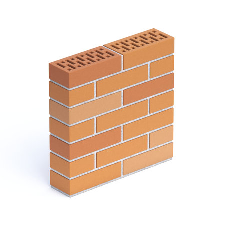 Bricks wall icon 3D rendering illustration isolated on white backgroundの写真素材