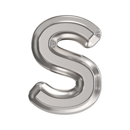 Steel font Letter S 3D rendering illustration isolated on white backgroundの写真素材
