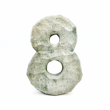 Stone font Number 8 EIGHT 3D rendering illustration isolated on white backgroundの写真素材