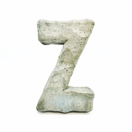 Stone font Letter Z 3D rendering illustration isolated on white backgroundの写真素材