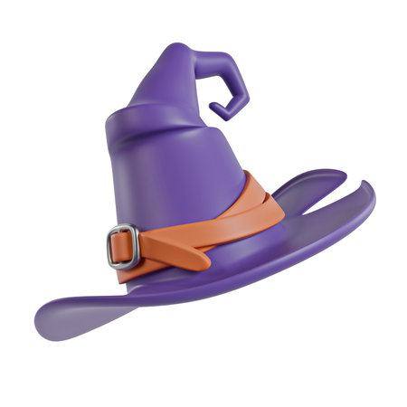 Halloween icon Witch hat 3D rendering illustration isolated on white backgroundの写真素材