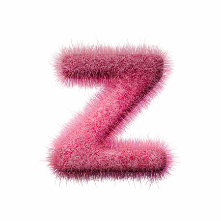 Pink fur Font Letter Z 3D rendering illustration isolated on white backgroundの写真素材