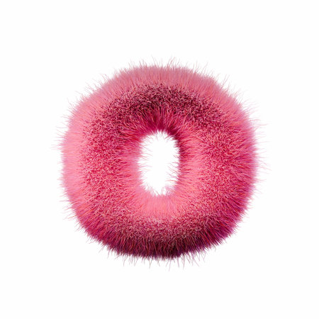 Pink fur Font Letter O 3D rendering illustration isolated on white backgroundの写真素材