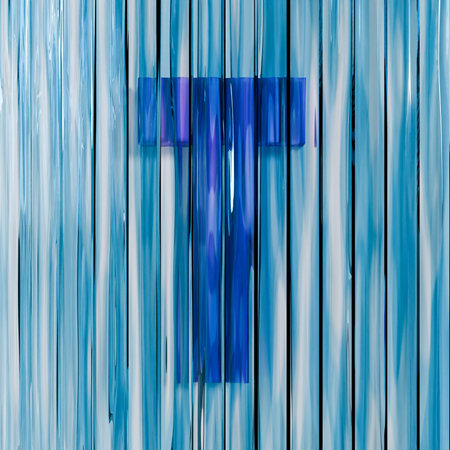 Blue reed glass font Letter T 3D rendering illustrationsの写真素材