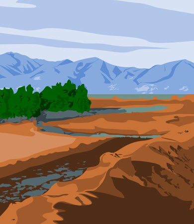 illustration of natural scenery by the seaのイラスト素材