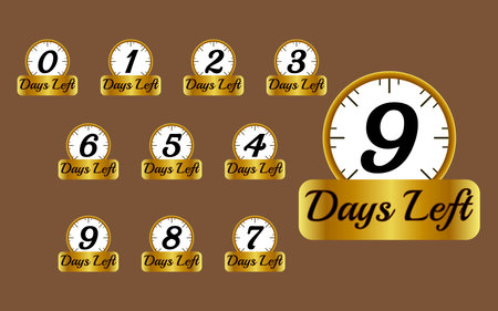 The number of days remaining for the badge for the sale or promotion of the golden materialのイラスト素材