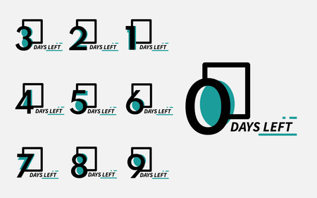 Number of days remaining badge for sale or promotion with 10 digits from 0 to 9 and blue colorのイラスト素材