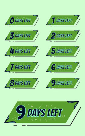 Number of days remaining badge for sale or promotion with classic parallelogram design