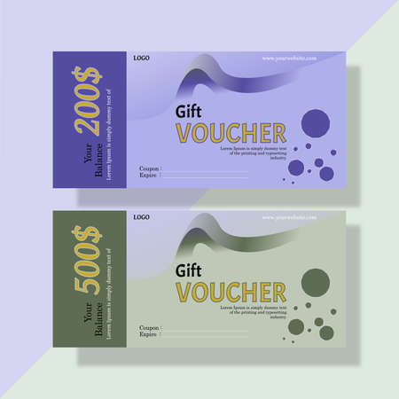 a very beautiful gift voucher template with an abstract background, 2 colors, blue and greenのイラスト素材