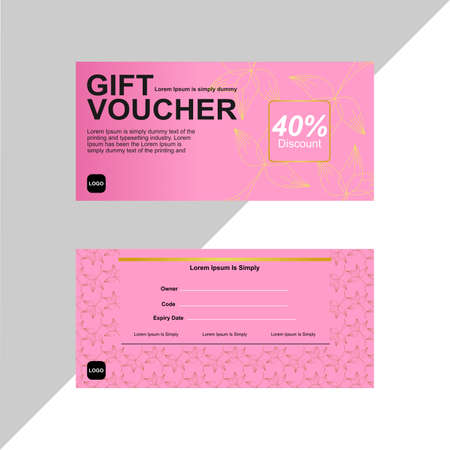 a gift voucher template for discounts. The pink card theme and floral outline background will add a cherry blossom-like feelのイラスト素材