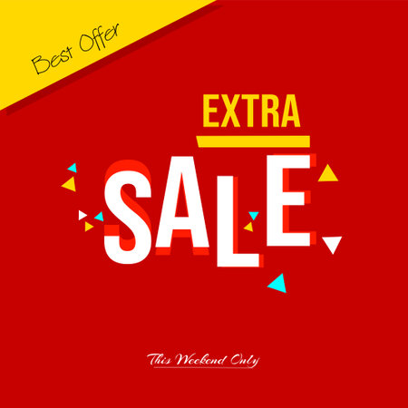 Template for promotion with extra sale concept. red and yellow color design.のイラスト素材