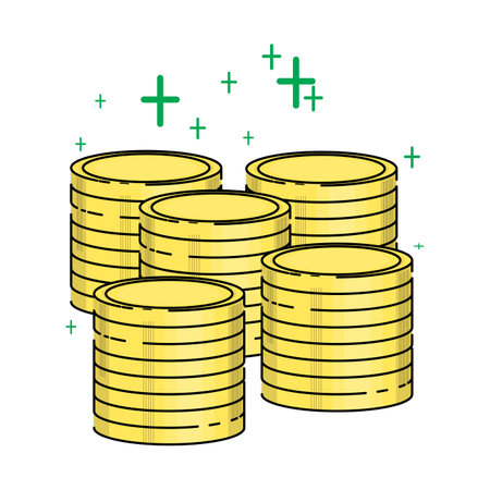 a collection of gold coins with a simple designのイラスト素材