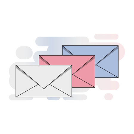 simple envelope vector with tricolor white blue and pinkのイラスト素材
