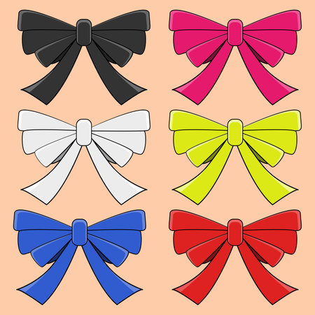 Vector collection of colorful ribbons with pretty shapes like flying butterflies