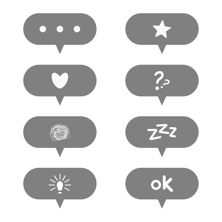 chat balloon set vector design for conversation with various expressions and on grayのイラスト素材