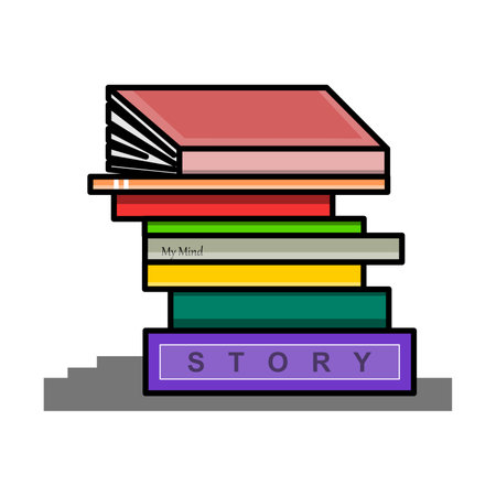 vector design with the concept of a collection of books stacked on a tableのイラスト素材
