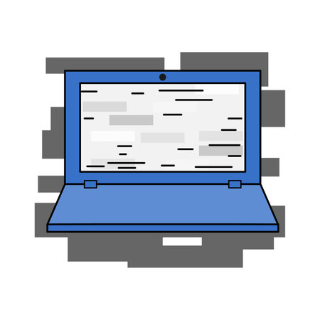 laptop vector design in blue color is in a state of system error and broken screenのイラスト素材