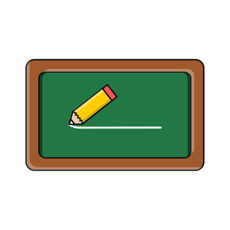 vector design of a green chalkboard using pencil-shaped chalkのイラスト素材