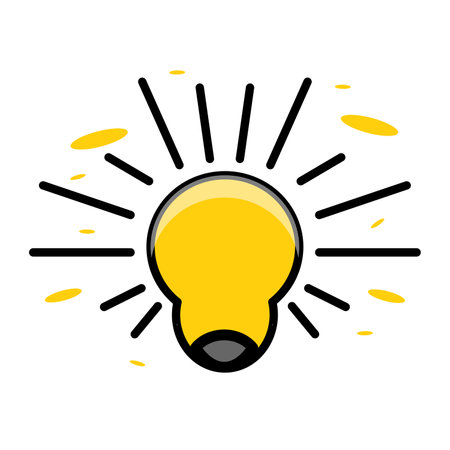 vector design of a shining yellow light bulb as a symbol of the arrival of a good ideaのイラスト素材