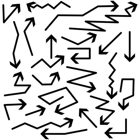 a set of black arrows with various stiff directionsのイラスト素材