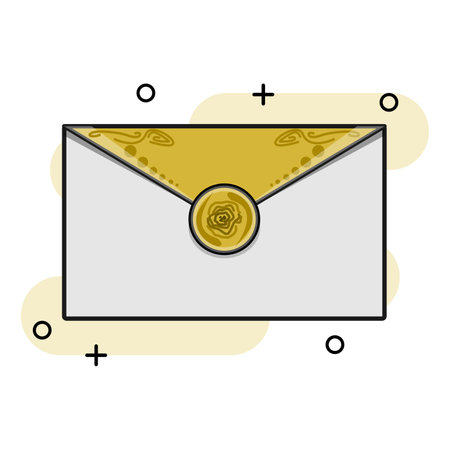 a luxurious envelope design in gold colorのイラスト素材