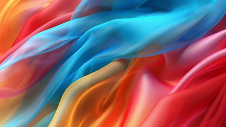 Colorful transparent wavy fabric abstract background. Ai generativeの素材