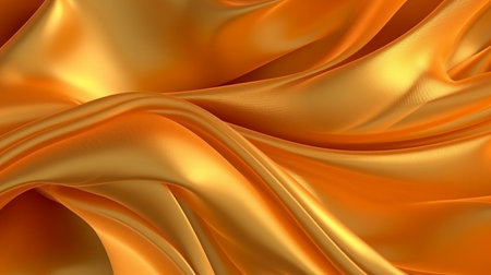Golden transparent wave fabric abstract background. Ai generativeの素材