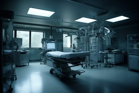 Empty white contemporary operating room. Ai generativeの素材