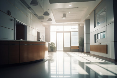 Light empty contemporary hospital reception room. Ai generativeの素材