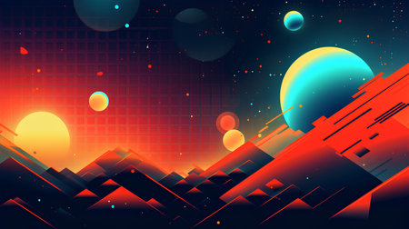 Retro futuristic colorful abstract background. Ai generativeの素材