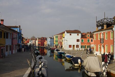 colorful houses on Burano Island in winterのeditorial素材