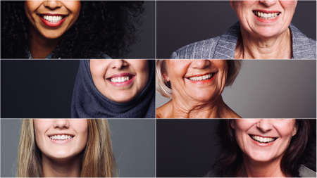 Group of six beautiful Multiracial power women togetherの写真素材