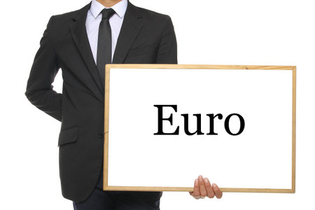 Body is holding a white boardの写真素材