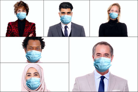 Beautiful people wearing a mouth mask