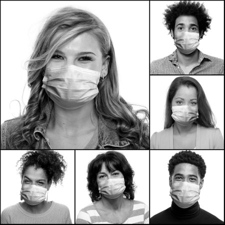 Beautiful people wearing a mouth maskの写真素材