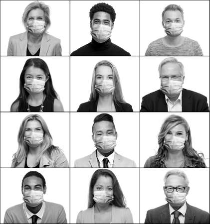 Beautiful people wearing a mouth maskの写真素材